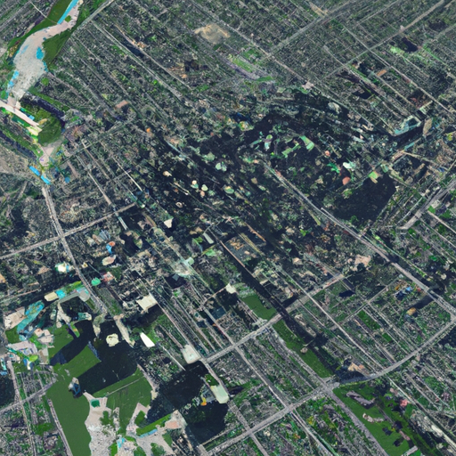 3. מבט אווירי של עיר המראה את הפרש הטמפרטורות בין שטחים ירוקים לאזורי בטון